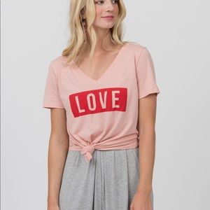 Graphic Tee V-Neck Rose Gold